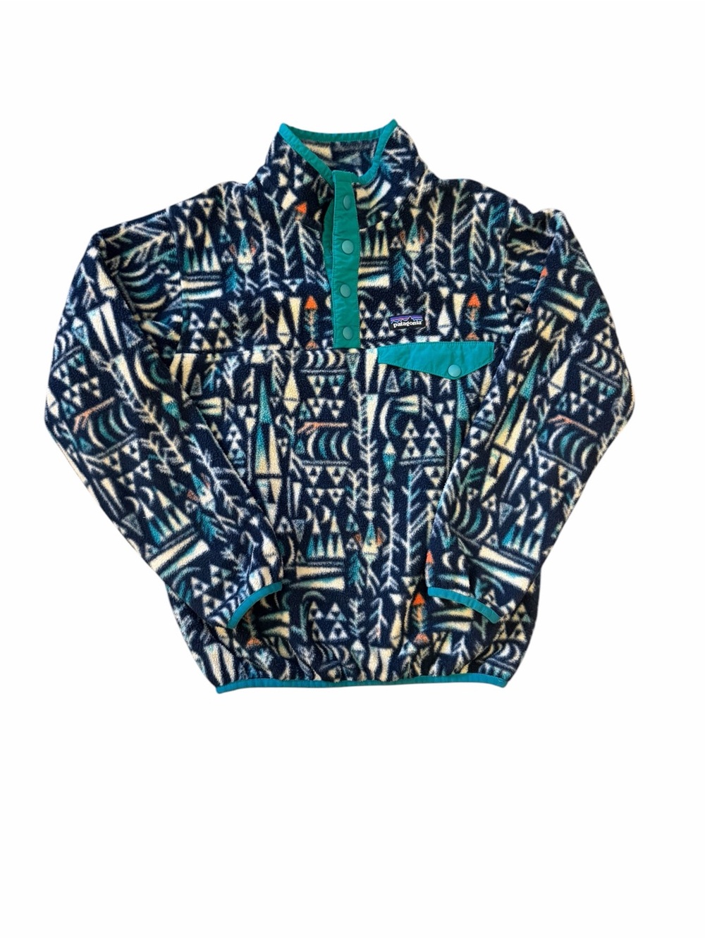 Patagonia Synchilla Youth M/10 Snap-T Fleece Pullover Outdoor Aztec Pattern